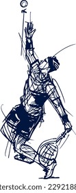 Ilustración vectorial del jugador de tenis con pelota
