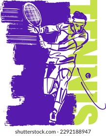 Vector illustration of the tennis playerwith ball