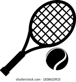 Vector illustration of tennis racket and ball silhouette