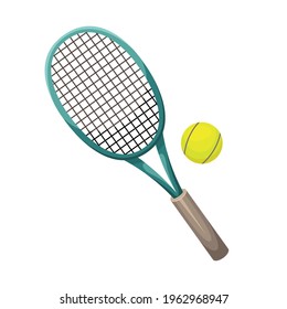 Vector illustration of a tennis racket with a ball. Training. Sport.