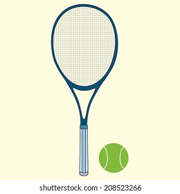 Vector illustration with tennis racket and ball