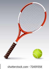 Vector illustration - Tennis racket and ball