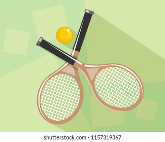 Vector illustration of tennis rackets and ball