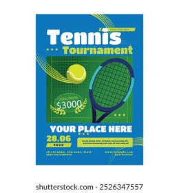 Vector illustration of tennis tournament flyer poster template design