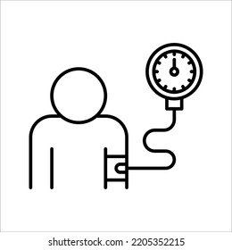 Vector illustration of a tensiometer. Equipment for measuring blood pressure icon on white background. EPS 10