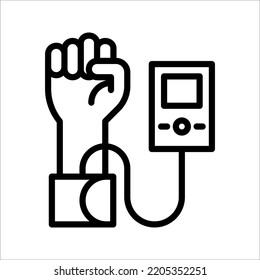 Vektorgrafik eines Tensiometers. Ausrüstung zur Messung des Blutdrucks Symbol auf weißem Hintergrund. EPS10