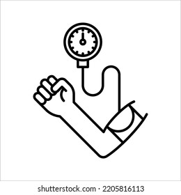 Vektorgrafik eines Tensiometers. Ausrüstung zur Messung des Blutdrucks Symbol auf weißem Hintergrund. EPS10