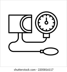 Vector illustration of a tensiometer. Equipment for measuring blood pressure icon on white background. EPS 10