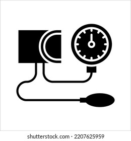 Vektorgrafik eines Tensiometers. Ausrüstung zur Messung des Blutdrucks Symbol auf weißem Hintergrund. EPS10