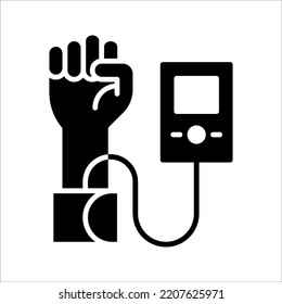 Vektorgrafik eines Tensiometers. Ausrüstung zur Messung des Blutdrucks Symbol auf weißem Hintergrund. EPS10