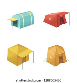 Vector illustration of tent  and camp icon. Set of tent  and forest vector icon for stock.