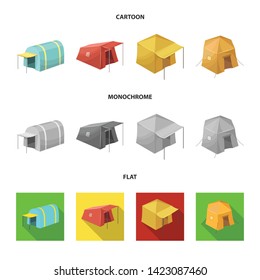 Vector illustration of tent  and camp icon. Collection of tent  and forest vector icon for stock.