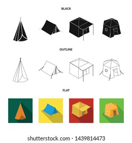 Vector illustration of tent and camp icon. Collection of tent and forest stock symbol for web.