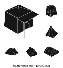 Vector illustration of tent  and camp logo. Collection of tent  and forest vector icon for stock.