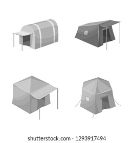 Vector illustration of tent  and camp logo. Collection of tent  and forest stock vector illustration.