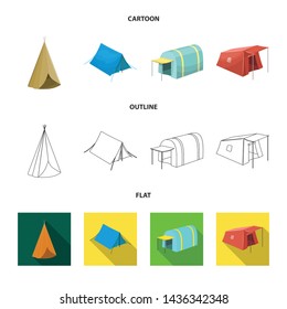 Vector illustration of tent and camp logo. Collection of tent and forest vector icon for stock.
