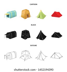 Vector illustration of tent and camp logo. Collection of tent and forest vector icon for stock.