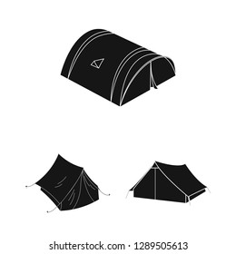Vector illustration of tent  and camp sign. Set of tent  and forest stock symbol for web.