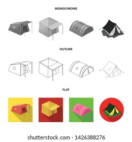 Vector illustration of tent and camp sign. Collection of tent and forest stock symbol for web.