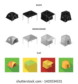 Vector illustration of tent and camp sign. Collection of tent and forest vector icon for stock.