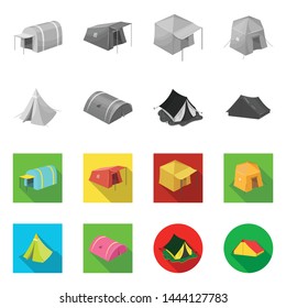 Vector illustration of tent and camp sign. Set of tent and forest stock vector illustration.