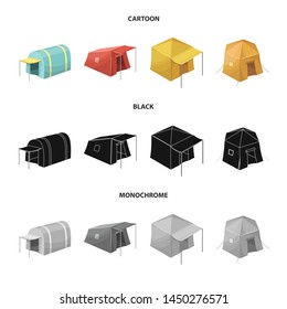 Vector illustration of tent and camp sign. Collection of tent and forest stock vector illustration.