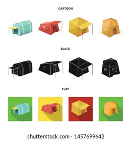 Vector illustration of tent and camp sign. Set of tent and forest stock vector illustration.