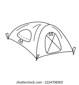 Vector illustration of a tent in doodle style on a white background for your design