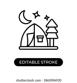 Vector illustration tent icon or logo black color with line design style