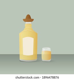 Vector illustration of Tequila, Mexican alcoholic beverage