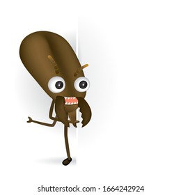 Vector illustration of termite cartoon with blank sign. 