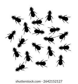 Vector illustration of a termite colony gathering. On a white background.