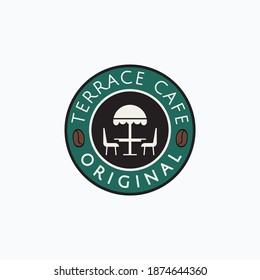 Vector illustration of terrace cafe for coffee shop logo design