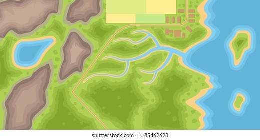 Vector Illustration. The Terrain. Top View.