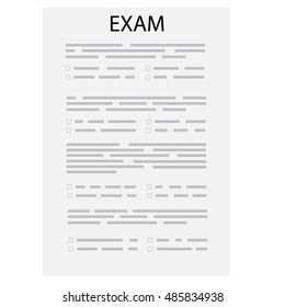Vector illustration test paper. Exam concept icon. School test. School exam.