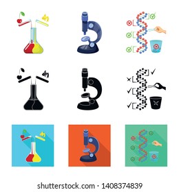 Vector illustration of test and synthetic icon. Set of test and laboratory stock symbol for web.