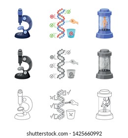 Vector illustration of test and synthetic icon. Collection of test and laboratory stock symbol for web.