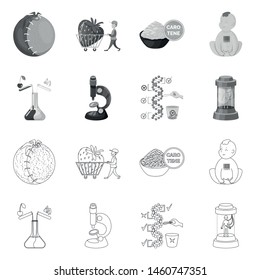 Vector illustration of test and synthetic icon. Collection of test and laboratory stock symbol for web.