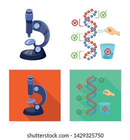 Vector illustration of test and synthetic logo. Set of test and laboratory stock vector illustration.