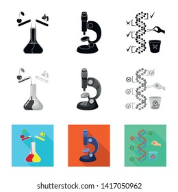Vector illustration of test and synthetic sign. Set of test and laboratory stock symbol for web.