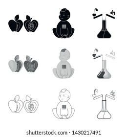 Vector illustration of test and synthetic sign. Set of test and laboratory stock symbol for web.