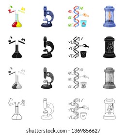 Vector illustration of test and synthetic symbol. Set of test and laboratory stock symbol for web.