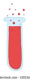 Vector illustration test tube. Hand drawn. Colored outlines.