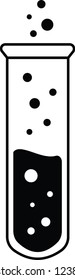 Vector illustration of a test tube icon is black and white on a white background, simple icon