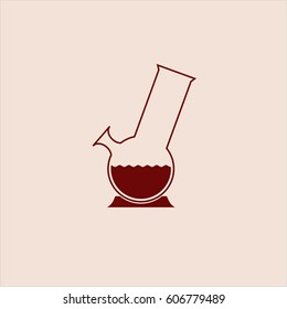 Vector illustration of test tube icon in maroon
