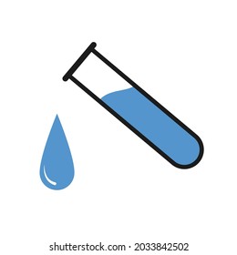 Vector illustration of test tube with liquid drop.