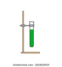 Ilustración vectorial del tubo de ensayo en el soporte de retorta.