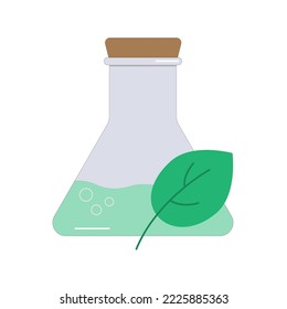 vector illustration of a test tube with a stopper and a green branch