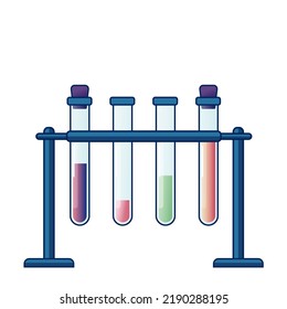 Vector illustration of test- tubes isolated on white. Lab research, testing, studies in chemistry, physics, biology. Illustration for  scientific book decoration, banner, poster design.
