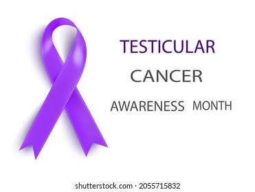 Vector illustration of testicular cancer awareness tape, isolated on a white background. Realistic vector silk orchid ribbon with loop.Design for posters.